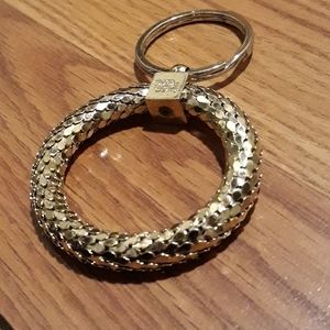 Whiting & Davis Brass Mesh Circle Key Ring